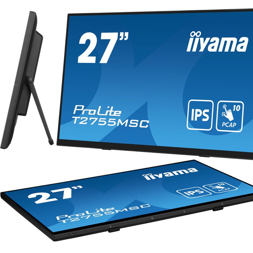 Dark Cyan iiyama ProLite T2755MSC-B1 computer monitor 68.6 cm (27") 1920 x 1080 pixels Full HD LED Touchscreen Tabletop Black