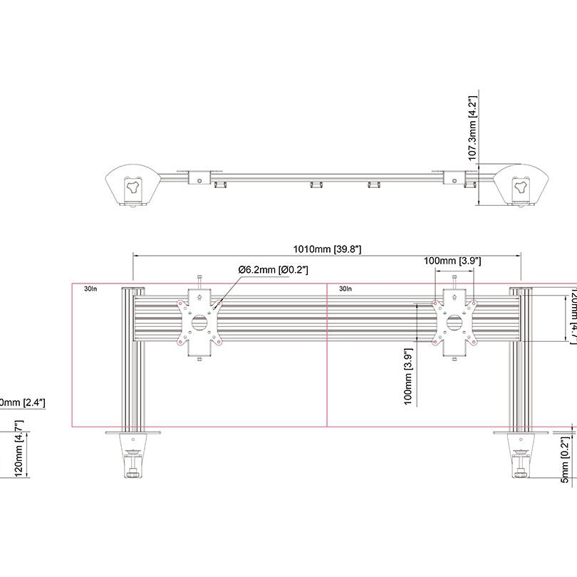 Light Gray Multibrackets M Deskmount Column Pro MBDM2X1U