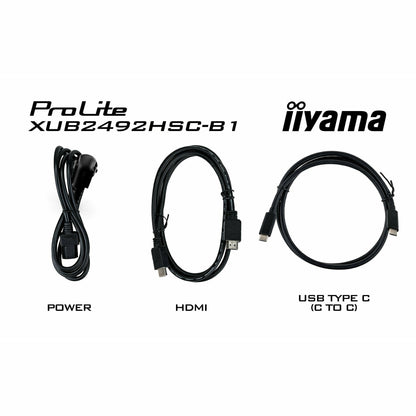Lavender iiyama XUB2492HSC-B1 24" IPS LCD USB-C Display with 65W Charging and Height Adjustable Stand