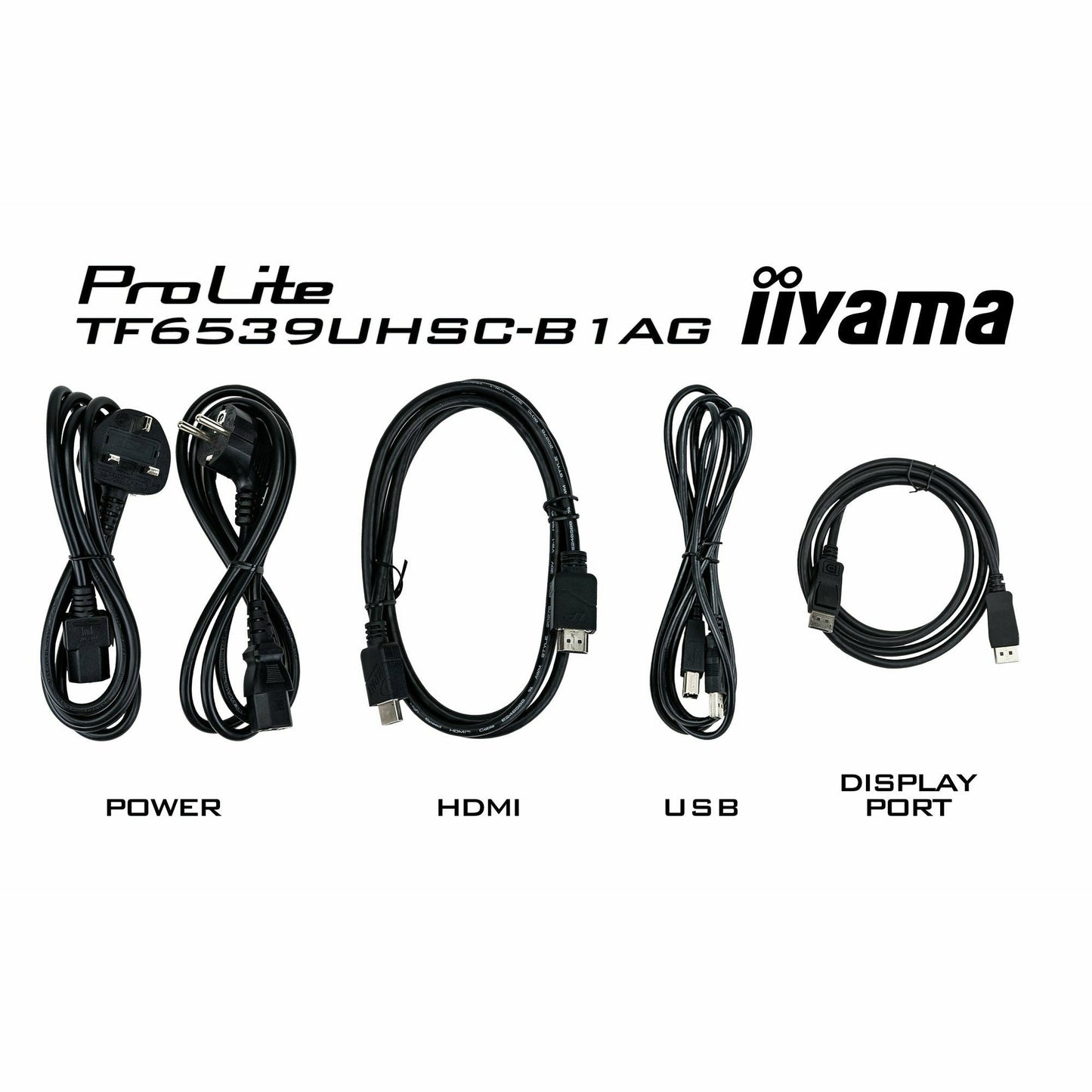 Black iiyama TF6539UHSC-B1AG 65" Open Frame PCAP 50pt Touch IPS 4K LFD with Anti Glare, 24/7 Operation, IPX1 rated