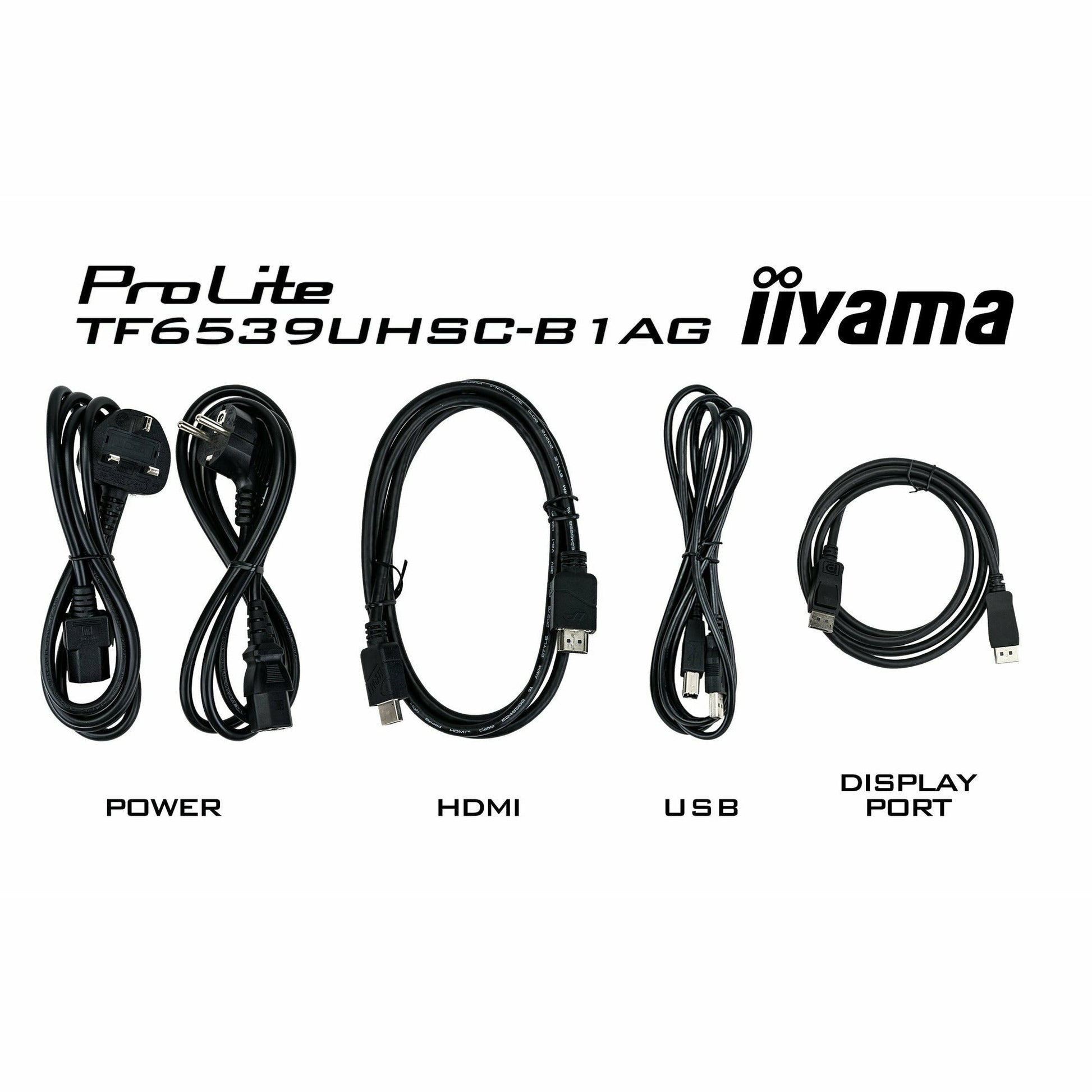 Black iiyama TF6539UHSC-B1AG 65" Open Frame PCAP 50pt Touch IPS 4K LFD with Anti Glare, 24/7 Operation, IPX1 rated