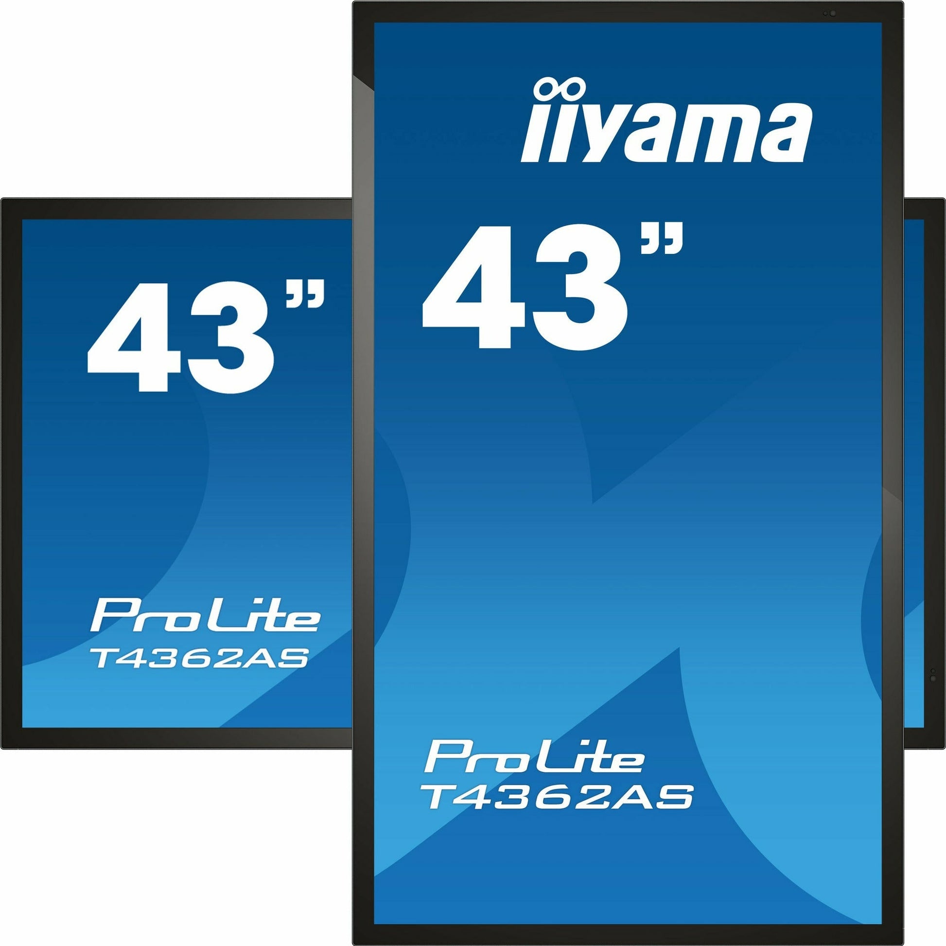 Dark Cyan Iiyama ProLite T4362AS-B1 43" IPS 4K UHD Projective Capacitive 20pt Touchscreen with Palm Rejection Edge to Edge Glass Design