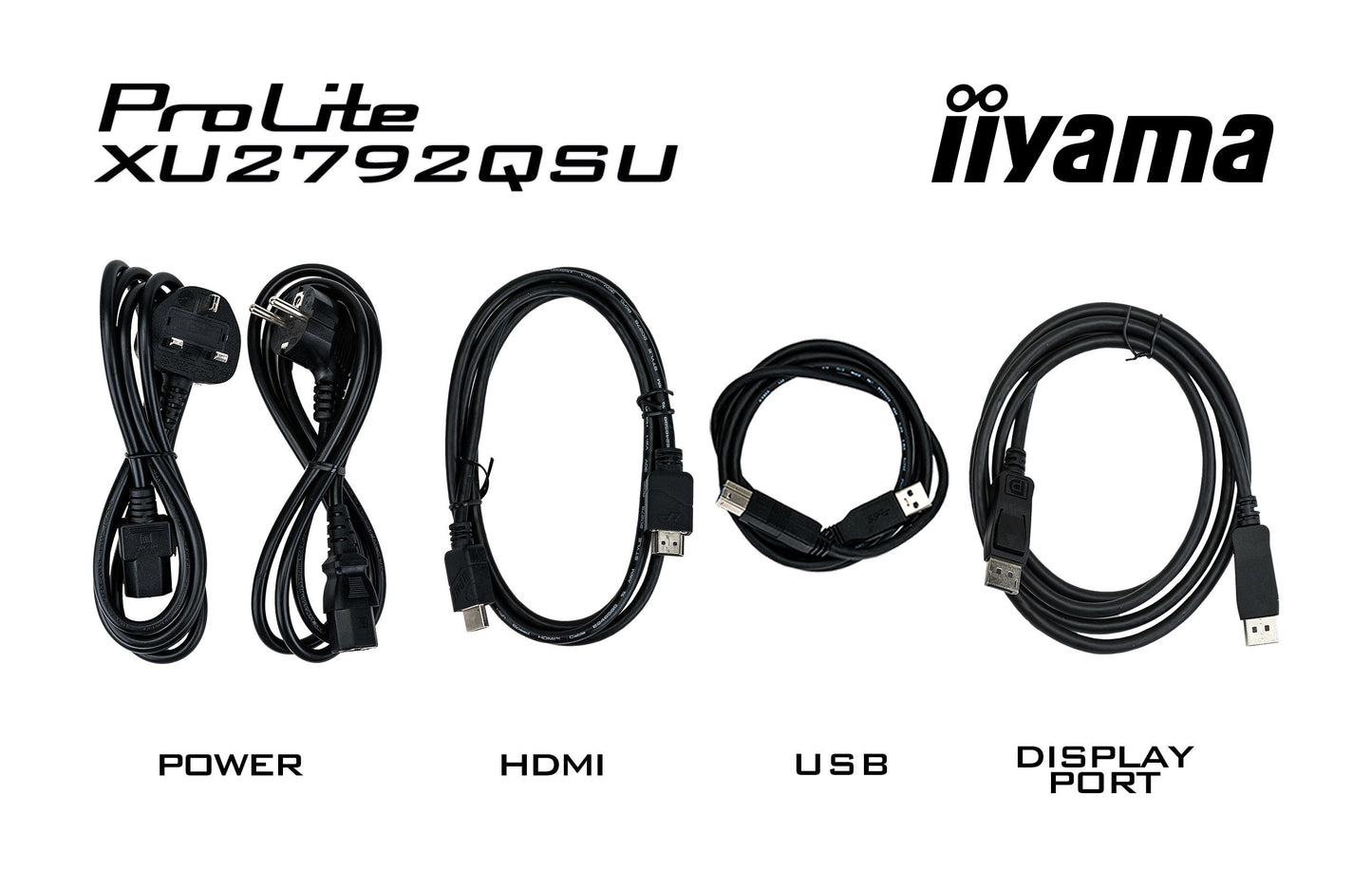 Black iiyama ProLite XU2792QSU-B6 27" WQHD IPS technology panel with USB hub and 100Hz refresh rate