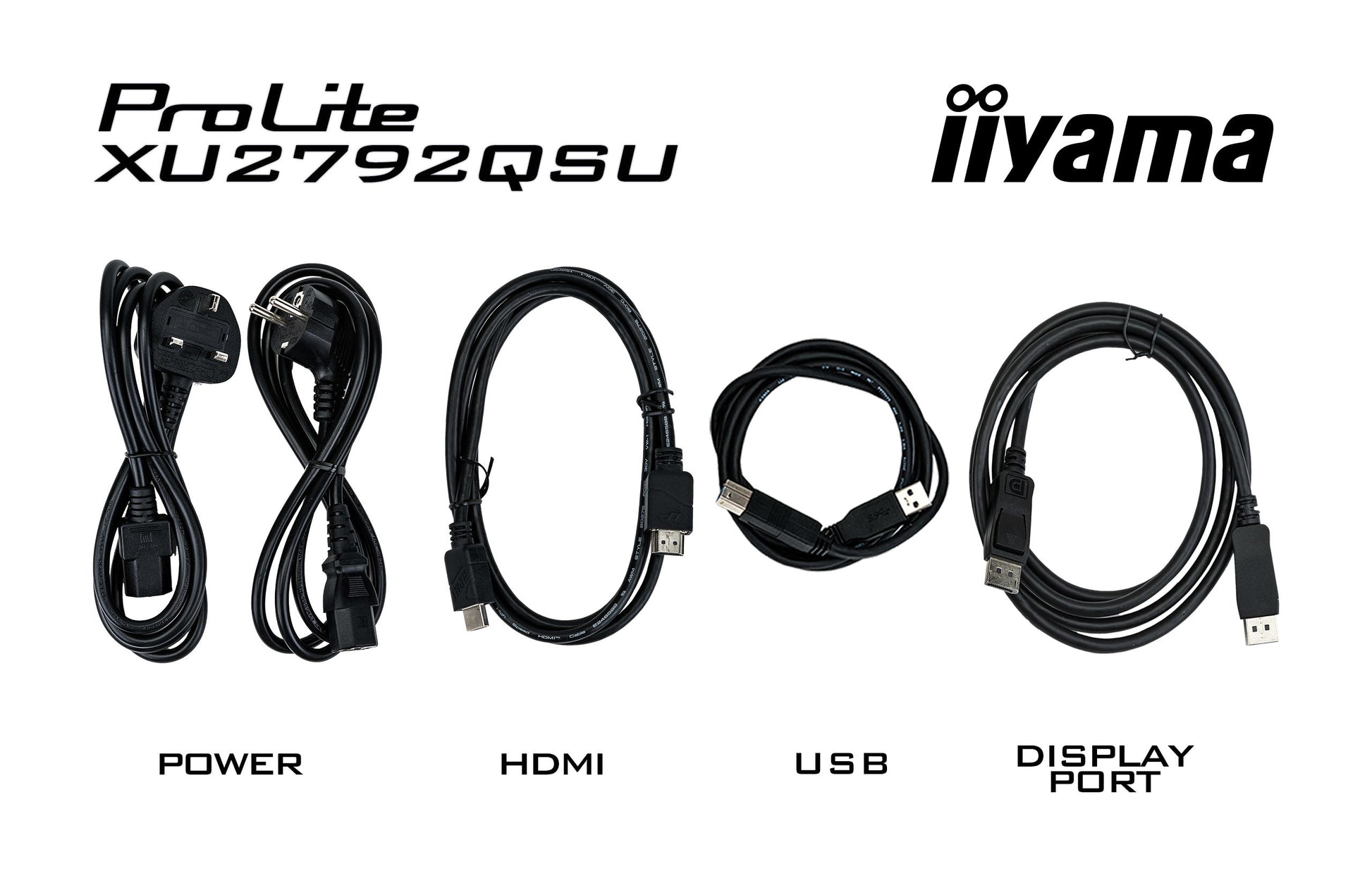 Black iiyama ProLite XU2792QSU-B6 27" WQHD IPS technology panel with USB hub and 100Hz refresh rate