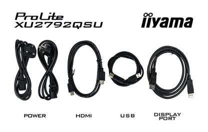 Black iiyama ProLite XU2792QSU-B6 27" WQHD IPS technology panel with USB hub and 100Hz refresh rate