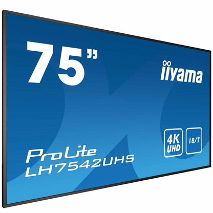 Dark Cyan iiyama ProLite LH7542UHS-B3 75" IPS 4K LFD 18/7 with Android 8.0 and iiyama N-sign integrated Signage Platform