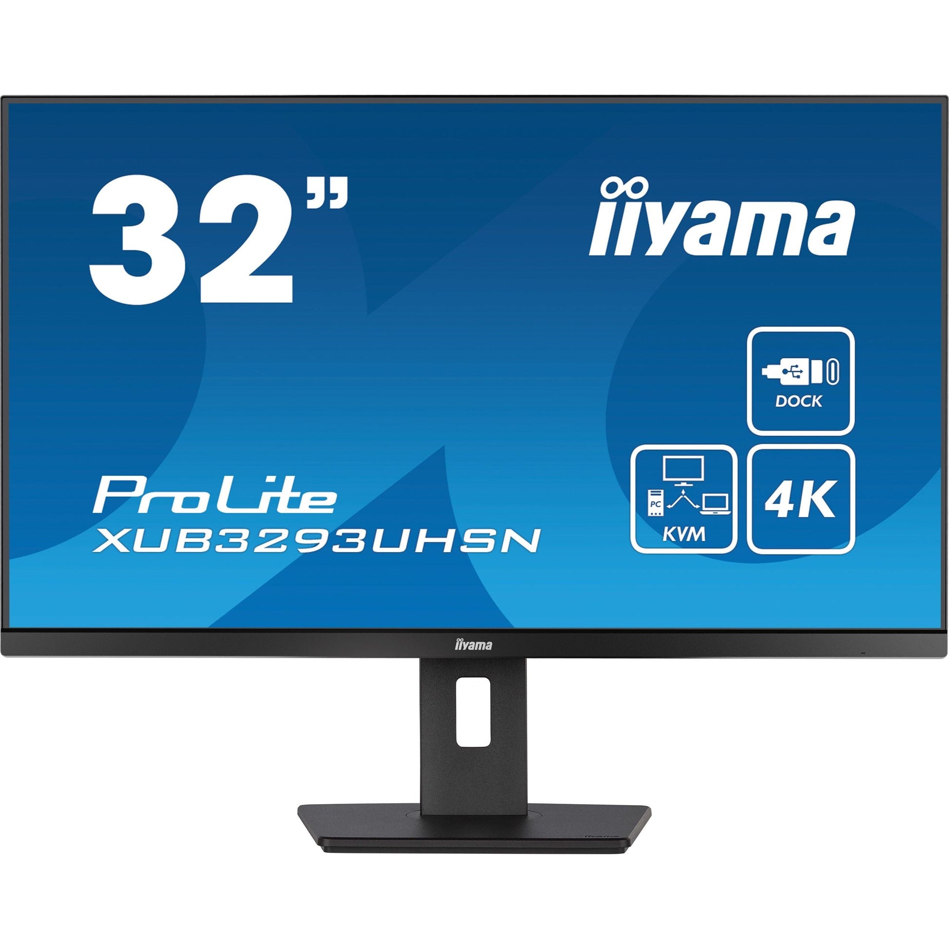 Dark Cyan iiyama ProLite XUB3293UHSN-B5 32" 3840 x 2160 pixels 4K UHD IPS Display with USB-C Dock & RJ45 (LAN)