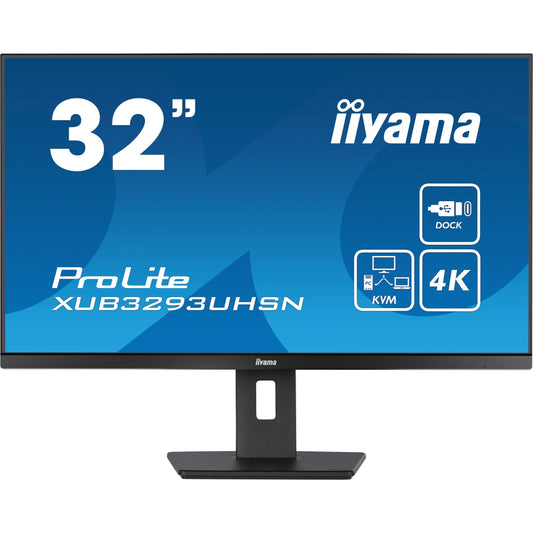 Dark Cyan iiyama ProLite XUB3293UHSN-B5 32" 3840 x 2160 pixels 4K UHD IPS Display with USB-C Dock & RJ45 (LAN)