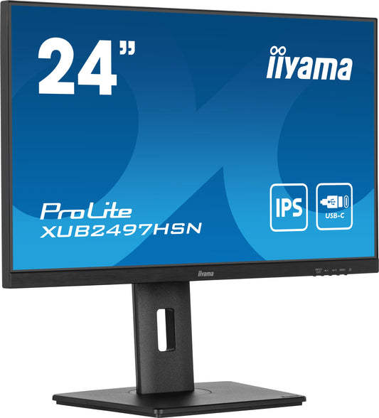 Dark Cyan iiyama ProLite XUB2497HSN-B1 24" LED Full HD Display with USB-C & RJ45 (LAN) in Black