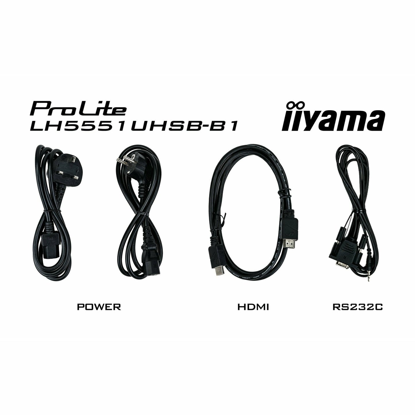 Black Iiyama ProLite LH5551UHSB-B1 55" IPS 4K UHD Professional 24/7 Digital Signage Display with Intel SDM Slot