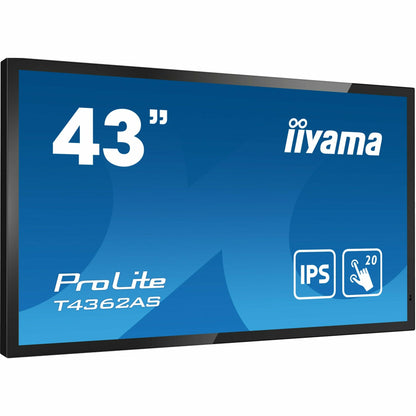 Dark Cyan Iiyama ProLite T4362AS-B1 43" IPS 4K UHD Projective Capacitive 20pt Touchscreen with Palm Rejection Edge to Edge Glass Design