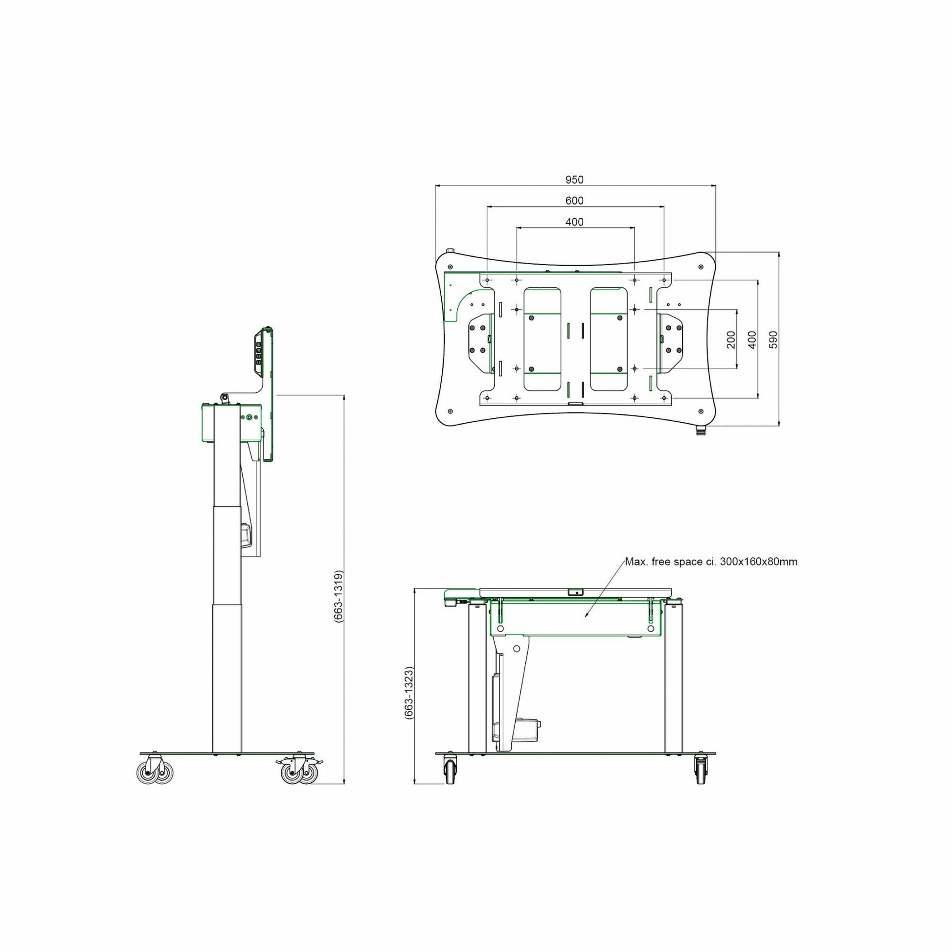 Dark Slate Gray iiyama Tip & Touch stand (motorized tip function) Height adjustment = 660-1320 mm