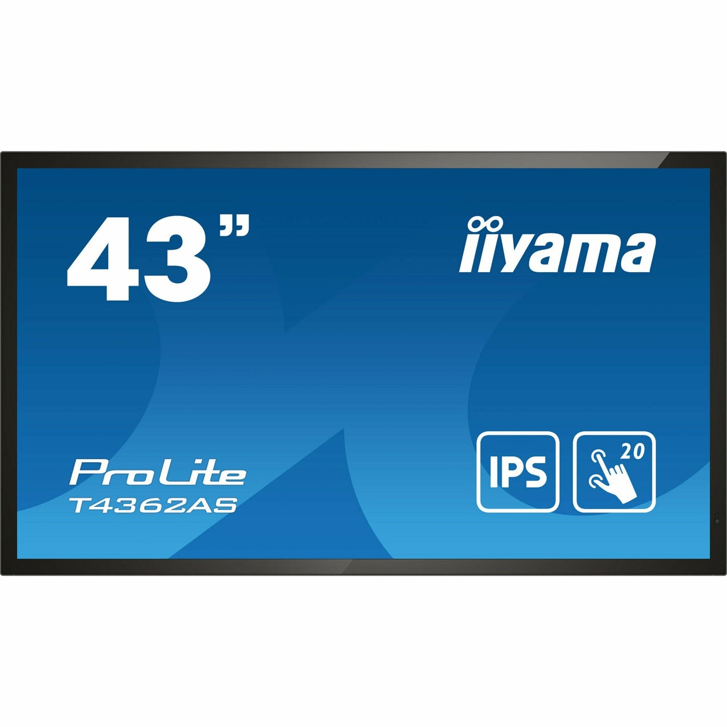 Dark Cyan Iiyama ProLite T4362AS-B1 43" IPS 4K UHD Projective Capacitive 20pt Touchscreen with Palm Rejection Edge to Edge Glass Design
