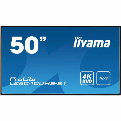 Dark Cyan iiyama ProLite LE5040UHS-B1 50" Professional Digital Signage display with a 18/7 operating time and a 4K UHD resolution