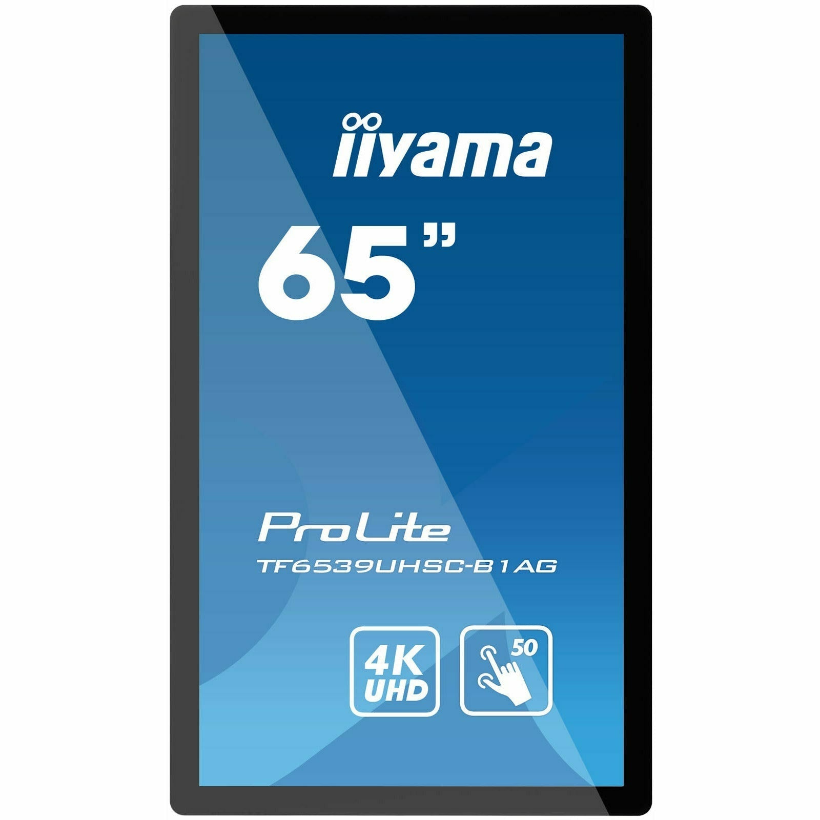 Steel Blue iiyama TF6539UHSC-B1AG 65" Open Frame PCAP 50pt Touch IPS 4K LFD with Anti Glare, 24/7 Operation, IPX1 rated