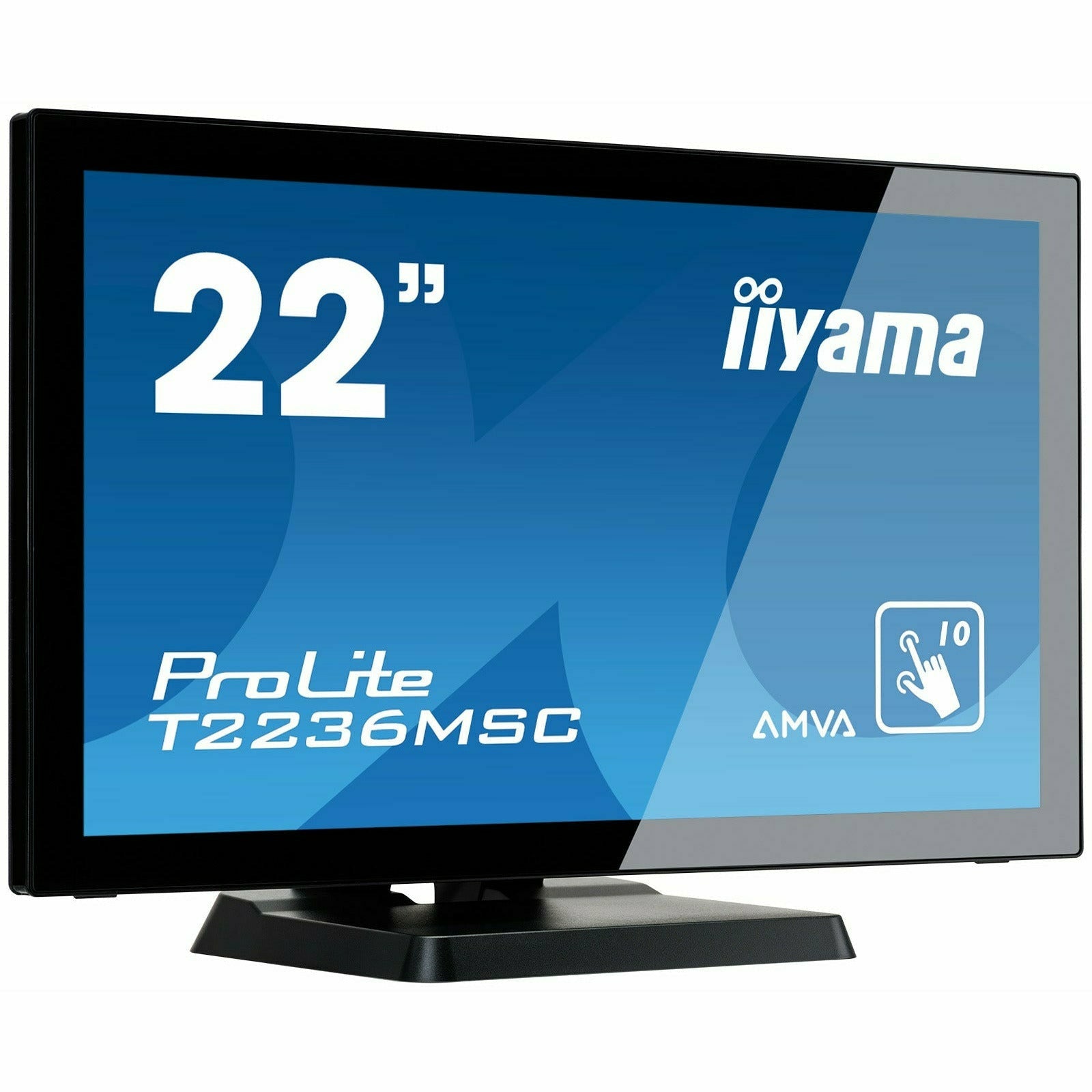 Steel Blue iiyama ProLite T2236MSC-B2 22" 10 point Touch Screen with edge-to-edge glass and AMVA panel