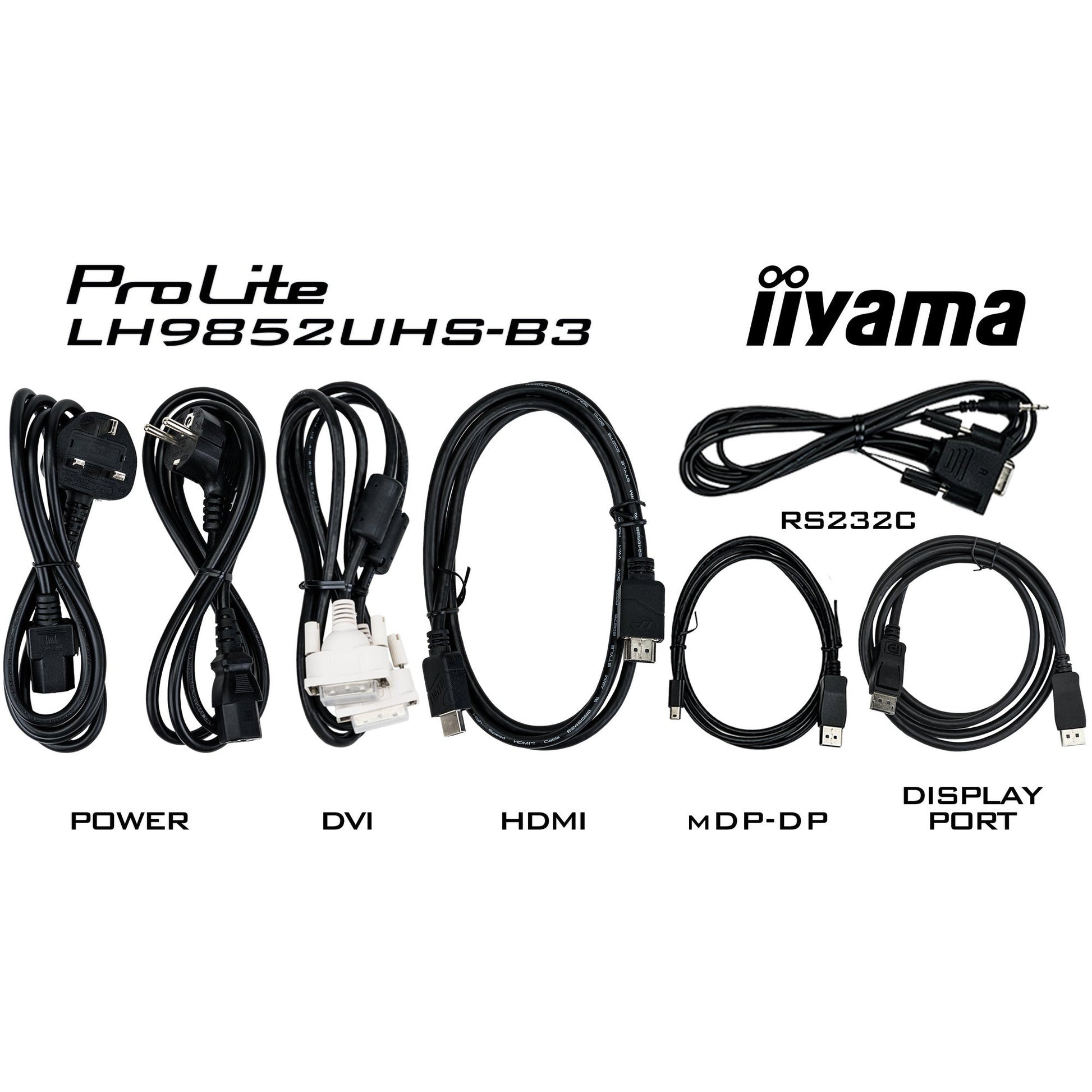 Black iiyama ProLite LH9852UHS-B3 98" 4K Professional Digital Signage 24/7 LFD