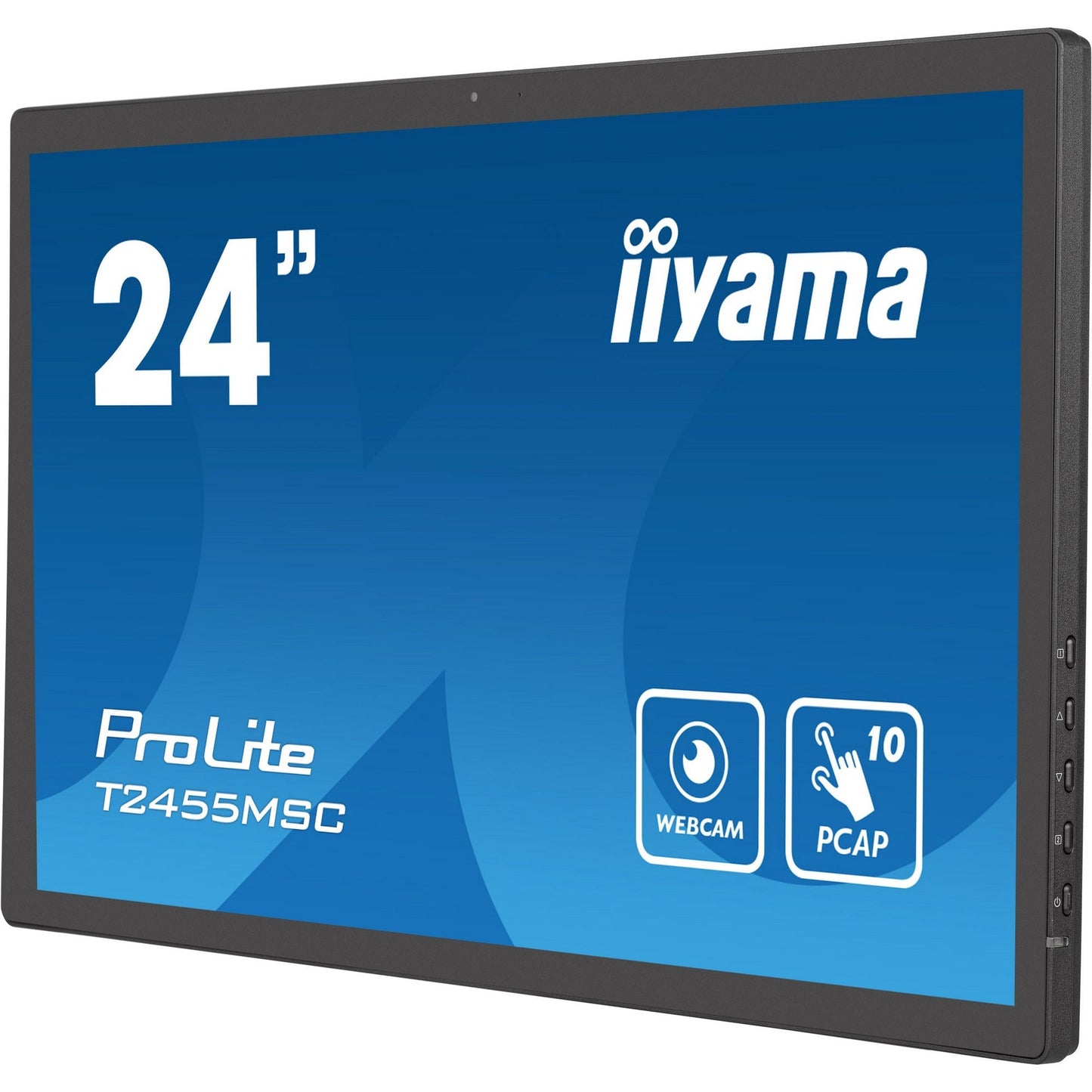 Dark Cyan Iiyama ProLite T2455MSC-B1 24" Edge-to-Edge PCAP Touchscreen with Integrated Webcam