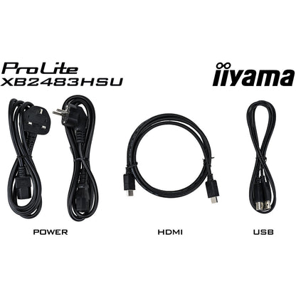 Black iiyama ProLite XB2483HSU-B5 24" LED Display with Height Adjust Stand