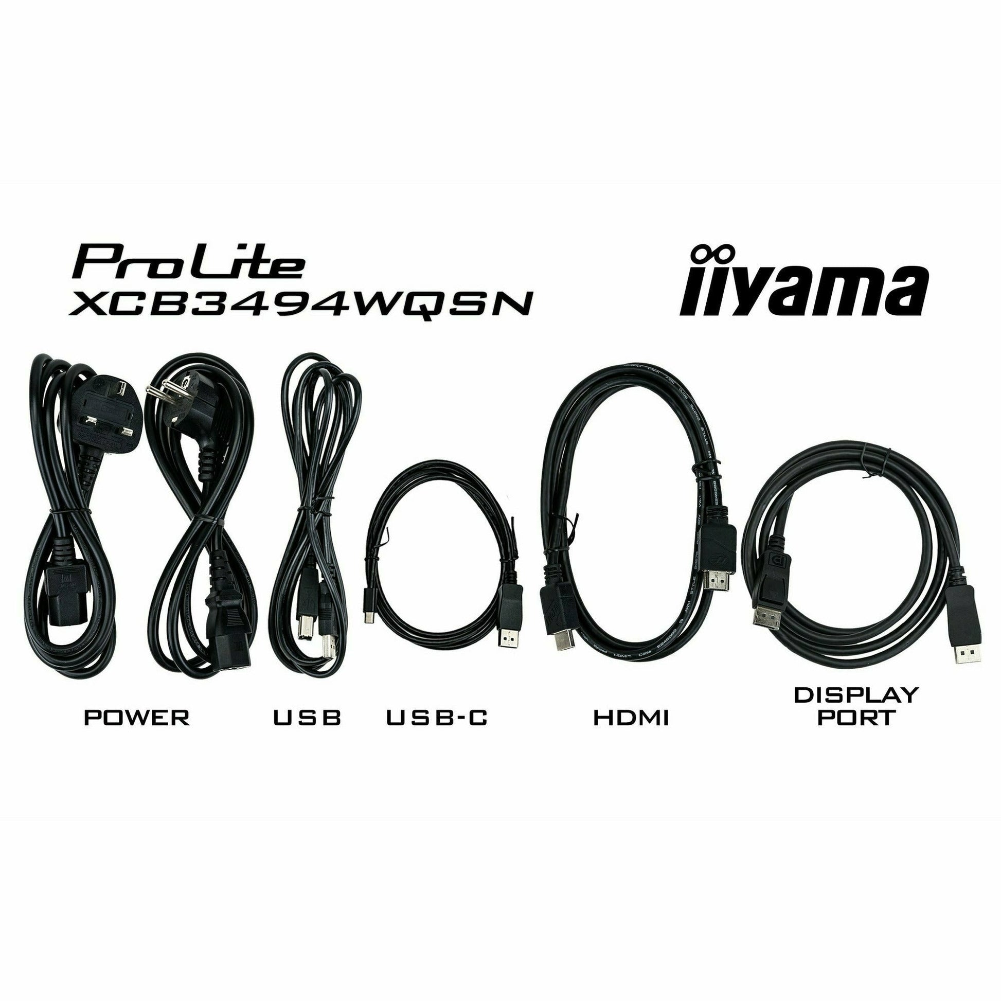 White Smoke iiyama ProLite XCB3494WQSN-B1 34" 1500R Curved Monitor with USB-C Dock and KVM Switch