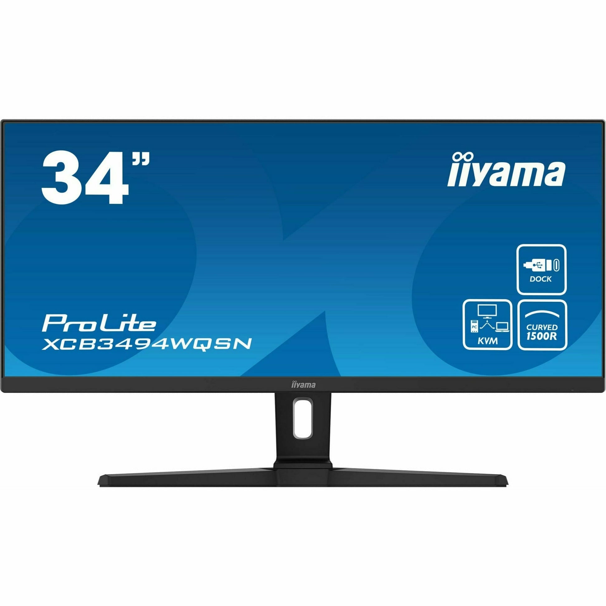 Dark Cyan iiyama ProLite XCB3494WQSN-B1 34" 1500R Curved Monitor with USB-C Dock and KVM Switch