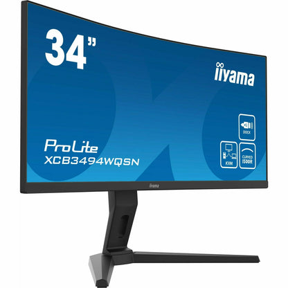 Dark Cyan iiyama ProLite XCB3494WQSN-B1 34" 1500R Curved Monitor with USB-C Dock and KVM Switch