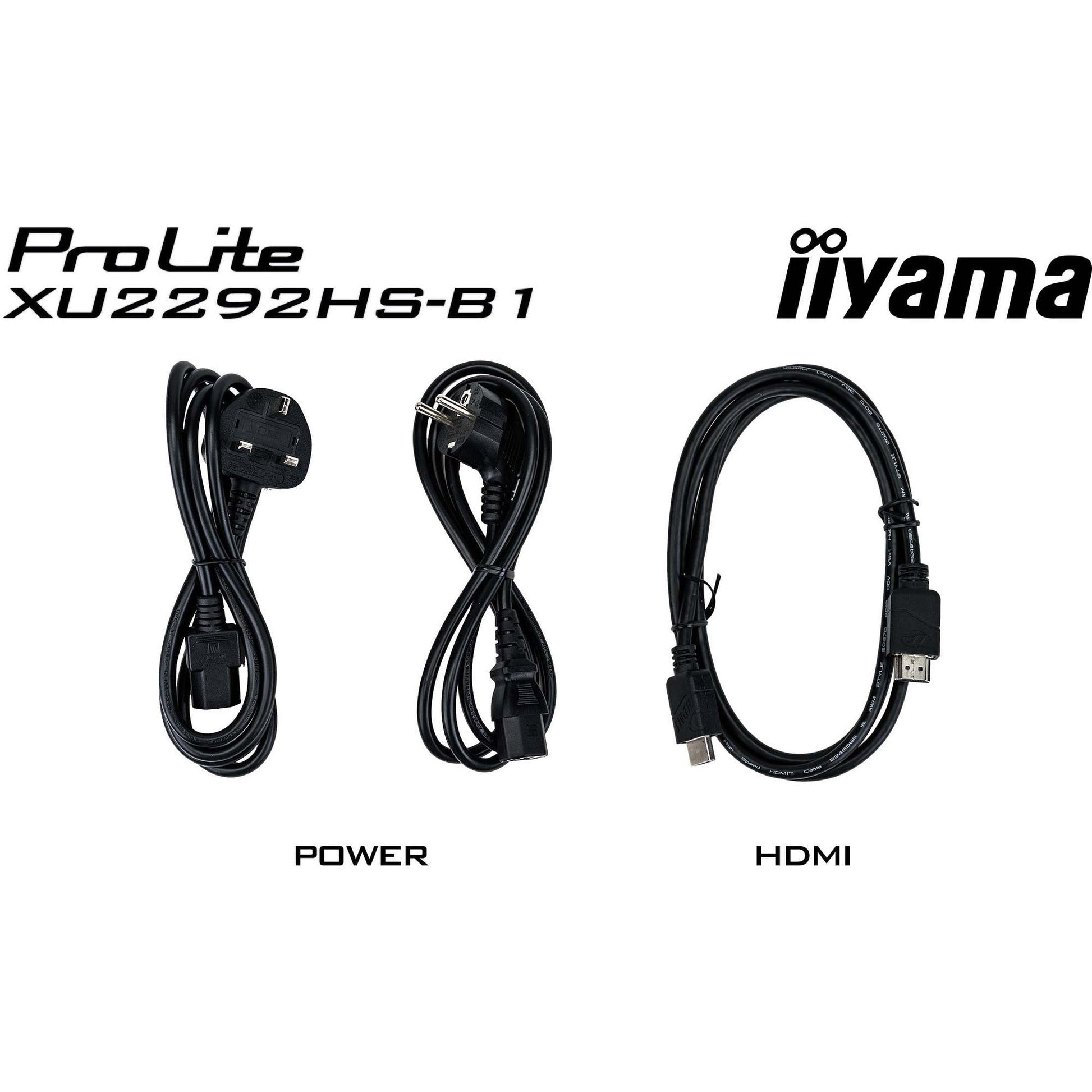 Black Iiyama ProLite XU2292HS-B1 IPS Desktop Monitor