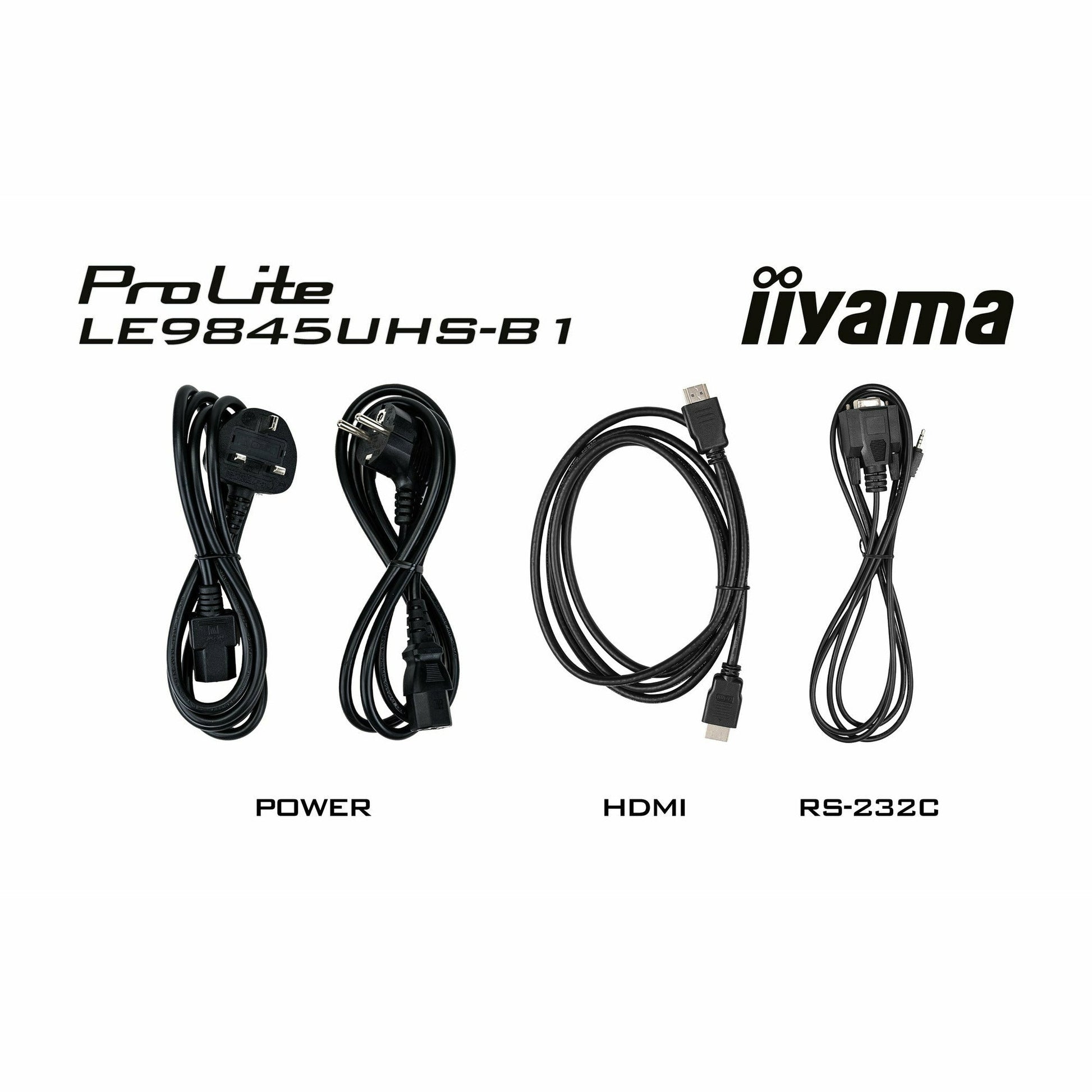 Black iiyama ProLite LE9845UHS-B1 98’’ 4K UHD Professional Signage Display, featuring Android OS, 18/7 Operation, E-Share / ScreenShare, Landscape Only