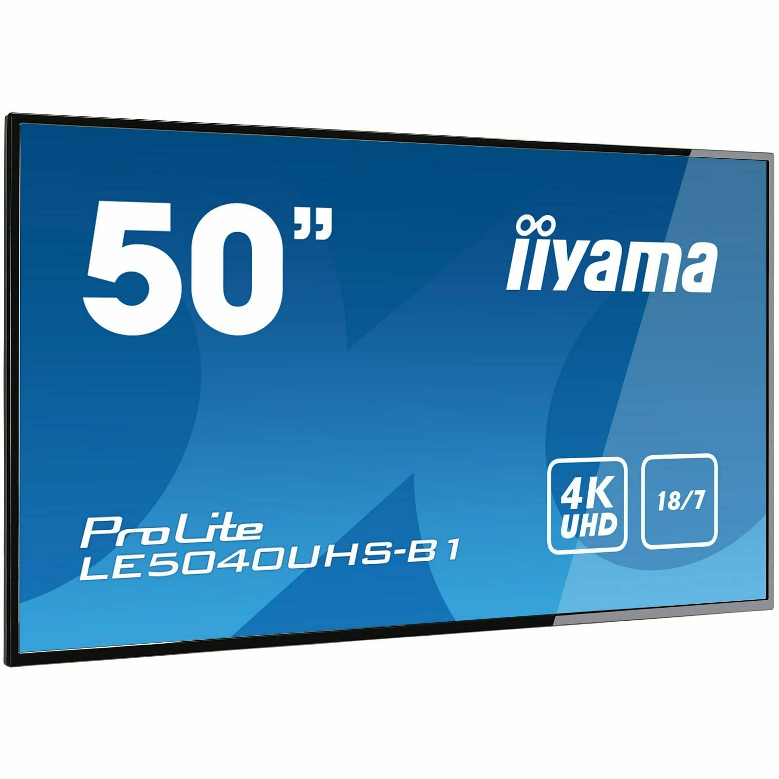Steel Blue iiyama ProLite LE5040UHS-B1 50" Professional Digital Signage display with a 18/7 operating time and a 4K UHD resolution